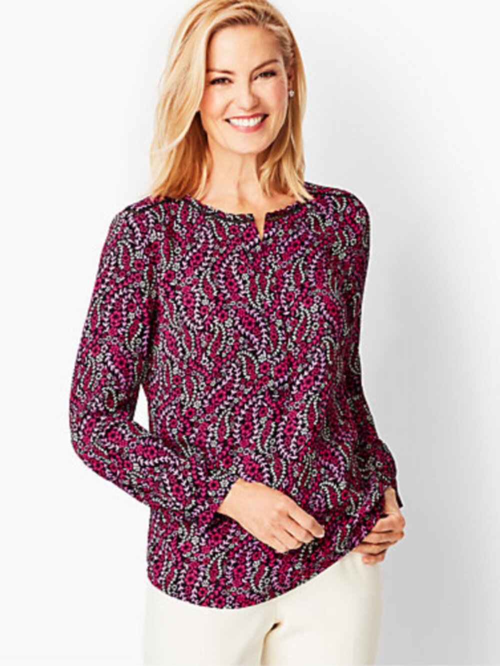 Talbots Popover Raspberry Pink Black White LP